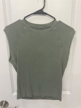 Abercrombie & Fitch Olive Green Cap-Sleeve Ribbed Tee